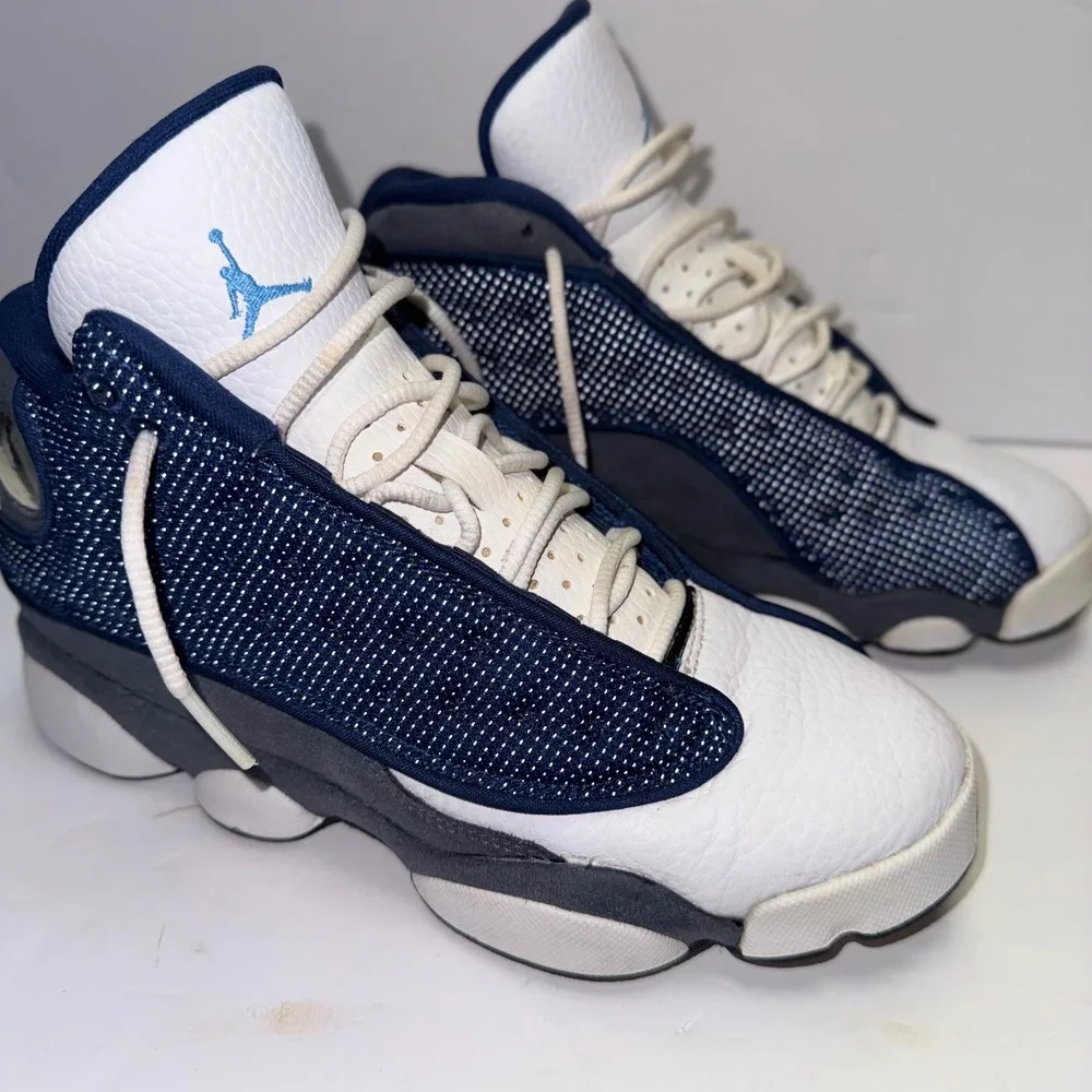 Jordan 13 Retro Kids Size 4.5Y Navy White Flint Grey 884129-404
